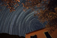 Star trails on 6 hour exposure around Polaris over a country house in Corfu