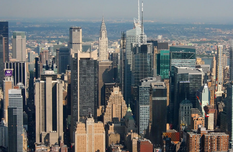 "Aerial view of New York City skyscrapers"