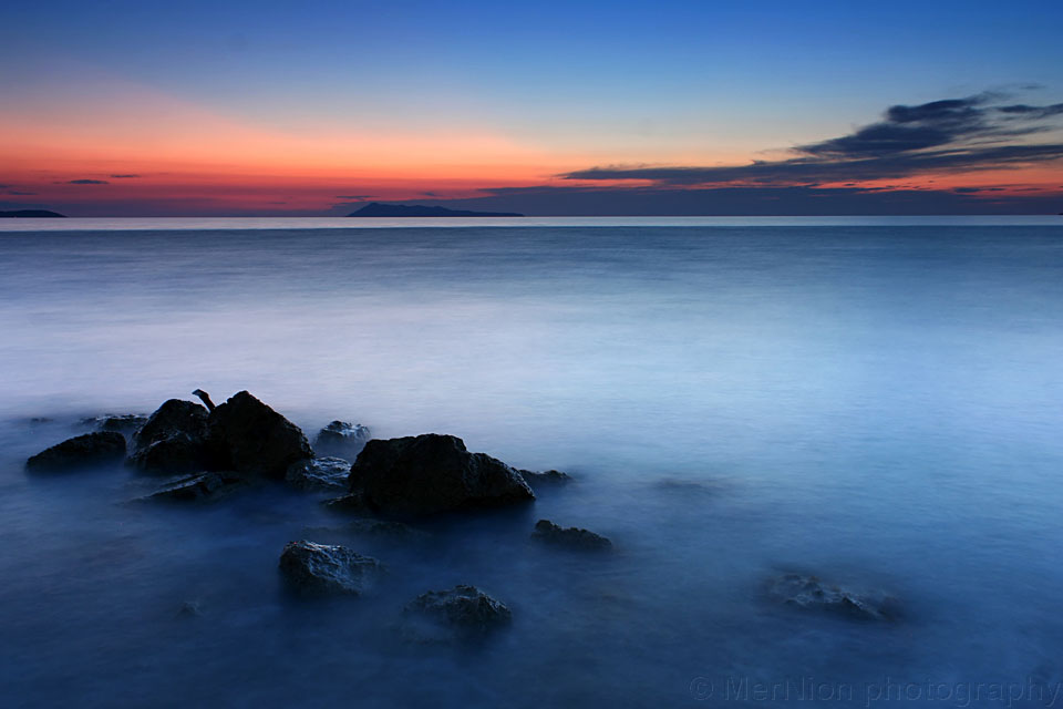 "Dusk in Logas beach in Corfu"